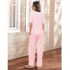 imageEkouaer Lounge Sets for Women Short Sleeve Top and Long Pants Ribbed Knit Pajama Set 2 Piece PJ Sets OutfitsPink