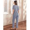 imageEkouaer Lounge Sets for Women Short Sleeve Top and Long Pants Ribbed Knit Pajama Set 2 Piece PJ Sets OutfitsRoyal Blue