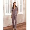 imageEkouaer Lounge Sets for Women Short Sleeve Top and Long Pants Ribbed Knit Pajama Set 2 Piece PJ Sets OutfitsWine Red