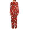 imageEkouaer Womens Pajama Set Long Sleeve Pj Sets Two Piece Loungewear Soft Pajama Top and Pants Pjs SleepwearChristmas Snowman Red