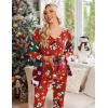 imageEkouaer Womens Pajama Set Long Sleeve Pj Sets Two Piece Loungewear Soft Pajama Top and Pants Pjs SleepwearChristmas Snowman Red