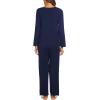 imageEkouaer Womens Pajama Set Long Sleeve Pj Sets Two Piece Loungewear Soft Pajama Top and Pants Pjs SleepwearDark Blue