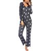 imageEkouaer Womens Pajama Set Long Sleeve Pj Sets Two Piece Loungewear Soft Pajama Top and Pants Pjs SleepwearDark Gray Stars