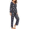 imageEkouaer Womens Pajama Set Long Sleeve Pj Sets Two Piece Loungewear Soft Pajama Top and Pants Pjs SleepwearDark Gray Stars