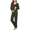 imageEkouaer Womens Pajama Set Long Sleeve Pj Sets Two Piece Loungewear Soft Pajama Top and Pants Pjs SleepwearDark Green