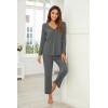 imageEkouaer Womens Pajama Set Long Sleeve Pj Sets Two Piece Loungewear Soft Pajama Top and Pants Pjs SleepwearGray