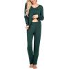 imageEkouaer Womens Pajama Set Long Sleeve Pj Sets Two Piece Loungewear Soft Pajama Top and Pants Pjs SleepwearGreen