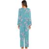 imageEkouaer Womens Pajama Set Long Sleeve Pj Sets Two Piece Loungewear Soft Pajama Top and Pants Pjs SleepwearGreen Blue Flowers