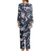 imageEkouaer Womens Pajama Set Long Sleeve Pj Sets Two Piece Loungewear Soft Pajama Top and Pants Pjs SleepwearLarge Flower Cluster