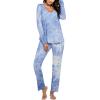 imageEkouaer Womens Pajama Set Long Sleeve Pj Sets Two Piece Loungewear Soft Pajama Top and Pants Pjs SleepwearLight Blue Tie Dye