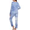 imageEkouaer Womens Pajama Set Long Sleeve Pj Sets Two Piece Loungewear Soft Pajama Top and Pants Pjs SleepwearLight Blue Tie Dye