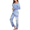 imageEkouaer Womens Pajama Set Long Sleeve Pj Sets Two Piece Loungewear Soft Pajama Top and Pants Pjs SleepwearLight Blue Tie Dye