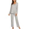 imageEkouaer Womens Pajama Set Long Sleeve Pj Sets Two Piece Loungewear Soft Pajama Top and Pants Pjs SleepwearLight Gray