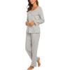 imageEkouaer Womens Pajama Set Long Sleeve Pj Sets Two Piece Loungewear Soft Pajama Top and Pants Pjs SleepwearLight Gray