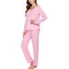 imageEkouaer Womens Pajama Set Long Sleeve Pj Sets Two Piece Loungewear Soft Pajama Top and Pants Pjs SleepwearLight Pink