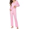 imageEkouaer Womens Pajama Set Long Sleeve Pj Sets Two Piece Loungewear Soft Pajama Top and Pants Pjs SleepwearLight Pink