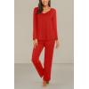 imageEkouaer Womens Pajama Set Long Sleeve Pj Sets Two Piece Loungewear Soft Pajama Top and Pants Pjs SleepwearRed