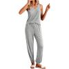 imageEkouaer Womens Pajamas Sleeveless Summer Lounge Set Ribbed Knit Pj Loungewear Soft Tank Sleepwear Nightwear SXXLLight Gray