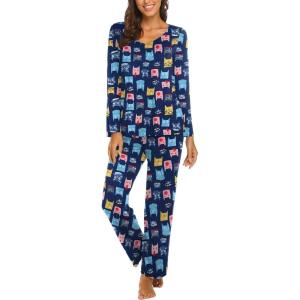 imageEkouaer Womens Pajama Set Long Sleeve Pj Sets Two Piece Loungewear Soft Pajama Top and Pants Pjs SleepwearBlue Cats