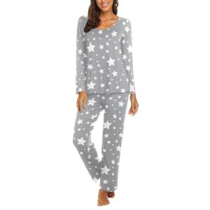 imageEkouaer Womens Pajama Set Long Sleeve Pj Sets Two Piece Loungewear Soft Pajama Top and Pants Pjs SleepwearPentagram