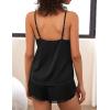 imageEkouaer Pajama Sets For Women 2 Piece Silk Lingerie Sleepwear Satin Cami Pj Shorts Set Soft NightwearBlack