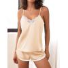 imageEkouaer Pajama Sets For Women 2 Piece Silk Lingerie Sleepwear Satin Cami Pj Shorts Set Soft NightwearChampagne