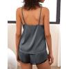 imageEkouaer Pajama Sets For Women 2 Piece Silk Lingerie Sleepwear Satin Cami Pj Shorts Set Soft NightwearDeep Grey