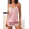 imageEkouaer Pajama Sets For Women 2 Piece Silk Lingerie Sleepwear Satin Cami Pj Shorts Set Soft NightwearDusty Pink