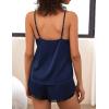 imageEkouaer Pajama Sets For Women 2 Piece Silk Lingerie Sleepwear Satin Cami Pj Shorts Set Soft NightwearNavy Blue