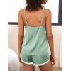 imageEkouaer Pajama Sets For Women 2 Piece Silk Lingerie Sleepwear Satin Cami Pj Shorts Set Soft NightwearPea Green