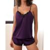 imageEkouaer Pajama Sets For Women 2 Piece Silk Lingerie Sleepwear Satin Cami Pj Shorts Set Soft NightwearPurple