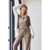 imageEkouaer Waffle Knit Pajamas Set for Women 2 Piece Outfits Long Sleeve Button Top and Wide Leg Pant with Pockets LoungewearKhaki