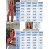 imageEkouaer Waffle Knit Pajamas Set for Women 2 Piece Outfits Long Sleeve Button Top and Wide Leg Pant with Pockets LoungewearPink