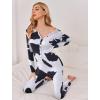 imageEkouaer Womens Onesie Adult Button One Piece Pajama Long Sleeve Onesie Pajamas Jumpsuit Sleepwear for WomenCow