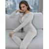 imageEkouaer Womens Onesie Adult Button One Piece Pajama Long Sleeve Onesie Pajamas Jumpsuit Sleepwear for WomenGrey