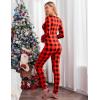 imageEkouaer Womens Onesie Adult Button One Piece Pajama Long Sleeve Onesie Pajamas Jumpsuit Sleepwear for WomenPlaid