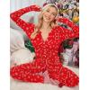 imageEkouaer Womens Onesie Adult Button One Piece Pajama Long Sleeve Onesie Pajamas Jumpsuit Sleepwear for WomenRed Cane