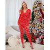 imageEkouaer Womens Onesie Adult Button One Piece Pajama Long Sleeve Onesie Pajamas Jumpsuit Sleepwear for WomenRed Cane