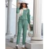 imageEkouaer Womens Pajamas Set Long Sleeve Loungewear Soft Lounge Set Joggers with PocketsBlue Green