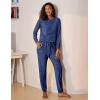 imageEkouaer Womens Pajamas Set Long Sleeve Loungewear Soft Lounge Set Joggers with PocketsDark Mineral Blue