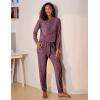 imageEkouaer Womens Pajamas Set Long Sleeve Loungewear Soft Lounge Set Joggers with PocketsMaroon