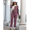 imageEkouaer Womens Pajamas Set Long Sleeve Loungewear Soft Lounge Set Joggers with PocketsMaroon