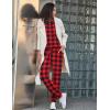 imageEkouaer Womens Pajamas Set Long Sleeve Loungewear Soft Lounge Set Joggers with PocketsRed and Black Plaid