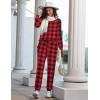 imageEkouaer Womens Pajamas Set Long Sleeve Loungewear Soft Lounge Set Joggers with PocketsRed and Black Plaid