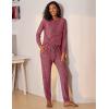 imageEkouaer Womens Pajamas Set Long Sleeve Loungewear Soft Lounge Set Joggers with PocketsWine Red