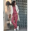 imageEkouaer Womens Pajamas Set Long Sleeve Loungewear Soft Lounge Set Joggers with PocketsWine Red