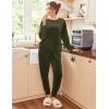 imageEkouaer Womens Pajamas Sets Long Sleeve Soft Sleepwear 2 Piece Velvet Pjs Lounge Sets with PocketsArmy Green