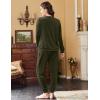 imageEkouaer Womens Pajamas Sets Long Sleeve Soft Sleepwear 2 Piece Velvet Pjs Lounge Sets with PocketsArmy Green