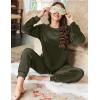 imageEkouaer Womens Pajamas Sets Long Sleeve Soft Sleepwear 2 Piece Velvet Pjs Lounge Sets with PocketsArmy Green