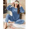 imageEkouaer Womens Pajamas Sets Long Sleeve Soft Sleepwear 2 Piece Velvet Pjs Lounge Sets with PocketsBlue